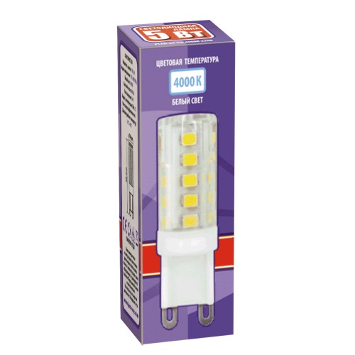Лампа светодиодная LED 5Вт G9 300Лм белый 220V/50Hz