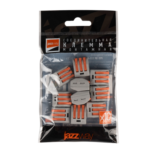 Клеммы СМК  монтажные многоразовые PTC-3P 222-413 450V 32A 0,08-2,5(4.0)mm2 , 3 отверстия, серые 10 шт.