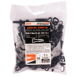 Дюбель-хомут для плоского кабеля черный PCD-F 06x12-45-100BL PA6.6 Jazzway (100 шт/уп) Jazzway