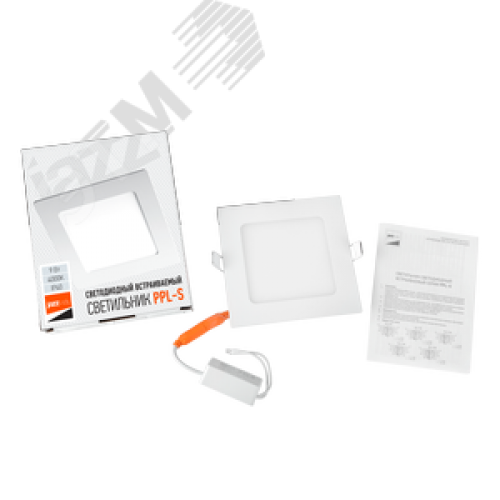 Светильник светодиодный ДВО-9w 4000K 600 Лм IP40 WH 145мм встраиваемый квадрат