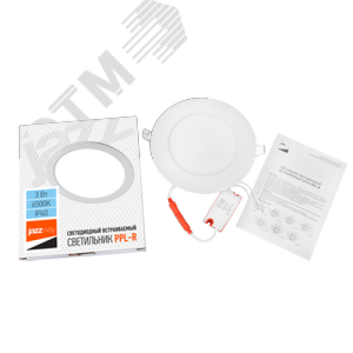 Светильник светодиодный ДВО-3w 6500K 200 Лм IP40 WH d80мм встраиваемый круг