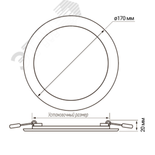 Светильник светодиодный ДВО-12w 4000K 800 Лм IP40 WH d170мм встраиваемый круг