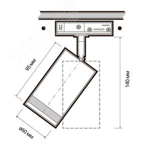 Светильник светодиодный трековый на шинопровод черный ДПО-50Вт под лампу GU10 IP20 PTR 1732