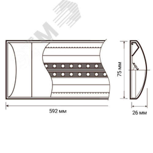 Светильник светодиодный ДПО-20Вт 600х75х25 IP40