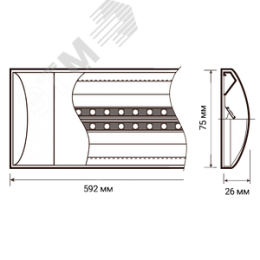 Светильник светодиодный ДПО-20Вт 600х75х25 IP40