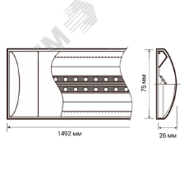 Светильник светодиодный ДПО-50Вт 1500 4000К 4250Лмугол светораспределения 120 град. класс энергоэффективности A+ коэф. пульсации <5 процентов индекс Ra>80 IP40
