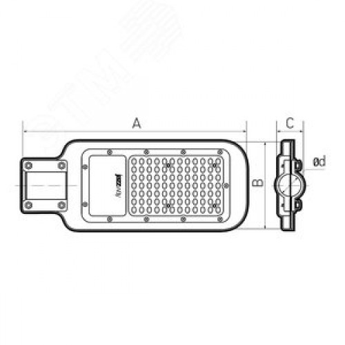 Светильник светодиодный уличный ДКУ-80Вт 5000К 9600Лм посадочный диаметр 60 класс энергоэффективности A++ индекс Ra>70 -40..+50C IP65 гарантия 3года