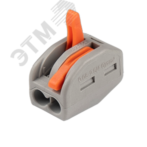 Клеммы монтажные многоразовые PTC-2P 222-412 450V 32A 0,08-2,5(4.0)mm2 , 2 отверстия, серые 50 шт.