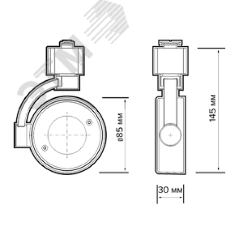 Светильник светодиодный трековый на шинопровод ДПО GX53 PTR 32 GX53 BL 230 В IP20 без лампы черный корпус