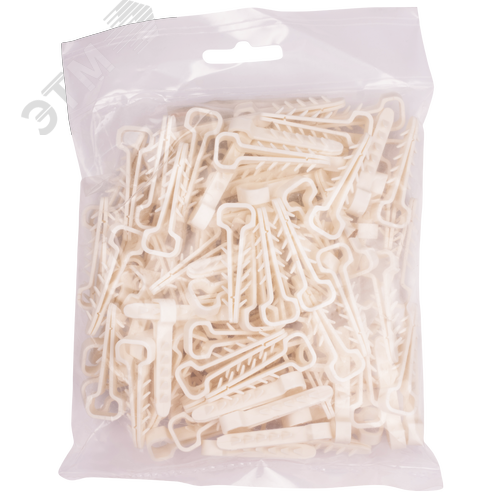 Дюбель-хомут для плоского кабеля белый PCD-F 05x10-45-100WH PA6.6 Jazzway (100 шт/уп) Jazzway