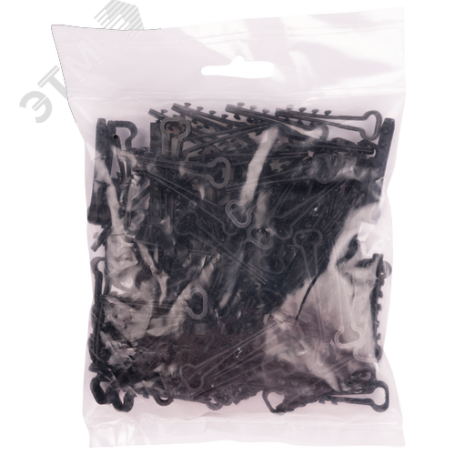 Дюбель-хомут для плоского кабеля черный PCD-F 05x08-45-100BL PA6.6 Jazzway (100 шт/уп) Jazzway