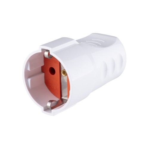 Кабельная розетка рифленая 2П+З 16А 250B белая TDM