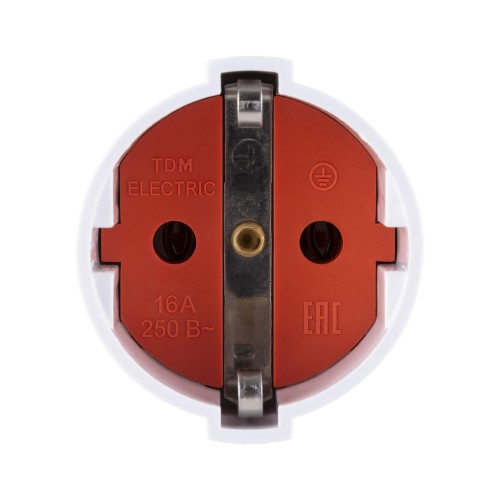 Кабельная розетка рифленая 2П+З 16А 250B белая TDM