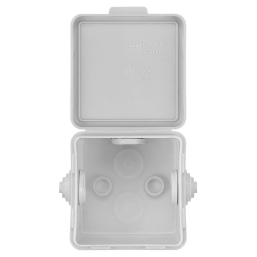 Распаячная коробка ОП 65х65х50мм крышка IP54 4вх. инд. штрихкод TDM