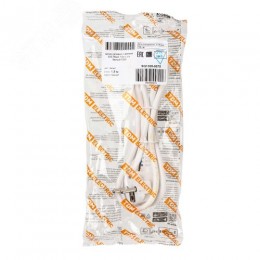 Шнур сетевой с вилкой ПВС 3x075мм 15м с/з белый TDM