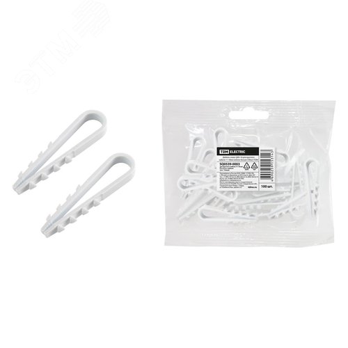 Дюбель-хомут ДХК-18 для круглого кабеля 11-18мм нейлон белый (100шт)