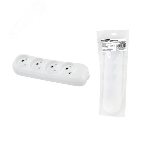 Колодка розеточная 4 гнезда 2П б/з 10А 250В белая серии Народная