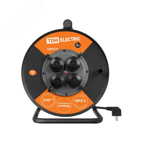 Удлинитель силовой УХз16-004 TDM (метал. катушка А3 4 места IP44/30м КГ 3х25)