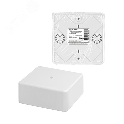 Коробка распаячная КР 100х100х44 ОП белая, IP40, инд. штрихкод