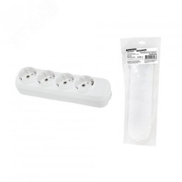 Колодка розеточная 4 гнезда 2П+3 16А 250В белая серии Народная