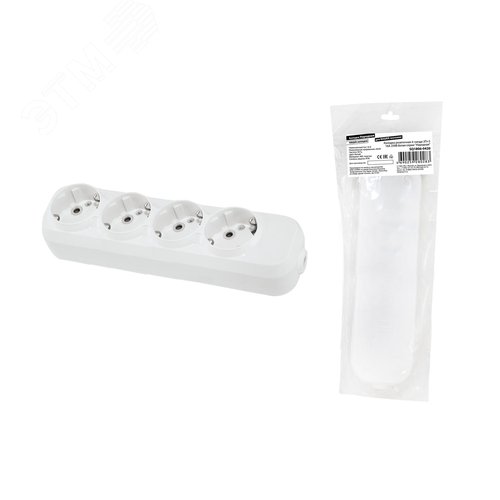 Колодка розеточная 4 гнезда 2П+3 16А 250В белая серии Народная