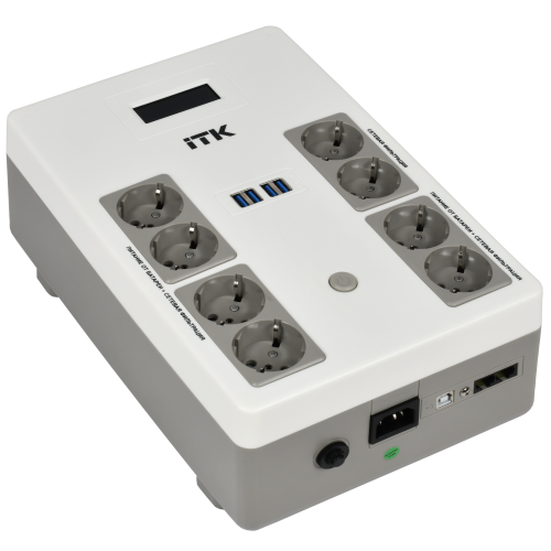 ITK ELECTRA ST8 ИБП Линейно-интерактивный 1000ВА/600Вт LCD АКБ 1х9AH 8хSchuko USB 4хUSB зарядки