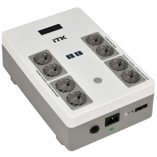 ITK ELECTRA ST8 ИБП Линейно-интерактивный 1000ВА/600Вт LCD АКБ 1х9AH 8хSchuko USB 4хUSB зарядки