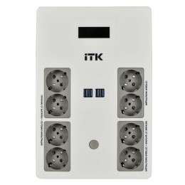 ITK ELECTRA ST8 ИБП Линейно-интерактивный 1000ВА/600Вт LCD АКБ 1х9AH 8хSchuko USB 4хUSB зарядки