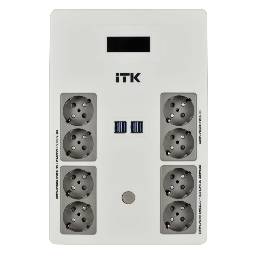 ITK ELECTRA ST8 ИБП Линейно-интерактивный 1000ВА/600Вт LCD АКБ 1х9AH 8хSchuko USB 4хUSB зарядки