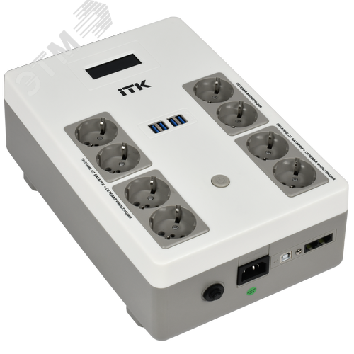 ITK ELECTRA ST8 ИБП Линейно-интерактивный 600ВА/360Вт LCD АКБ 1х9AH 8хSchuko USB 4хUSB зарядки