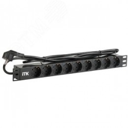 Блок розеток PDU 9 розеток DIN49440 1U шнур 2м вилка и DIN49441 профиль из ПВХ черный