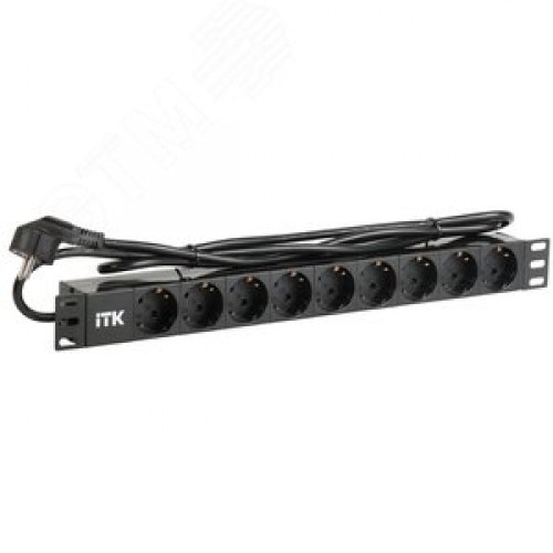 Блок розеток PDU 9 розеток DIN49440 1U шнур 2м вилка и DIN49441 профиль из ПВХ черный