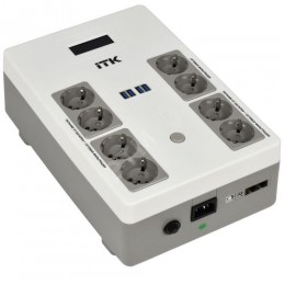ITK ELECTRA ST8 ИБП Линейно-интерактивный 600ВА/360Вт LCD АКБ 1х9AH 8хSchuko USB 4хUSB зарядки