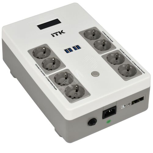ITK ELECTRA ST8 ИБП Линейно-интерактивный 600ВА/360Вт LCD АКБ 1х9AH 8хSchuko USB 4хUSB зарядки