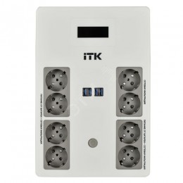 ITK ELECTRA ST8 ИБП Линейно-интерактивный 600ВА/360Вт LCD АКБ 1х9AH 8хSchuko USB 4хUSB зарядки