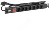 ITK PDU 7 розеток DIN49440 (нем. станд.) с LED выключателем, 1U, шнур 2м вилка DIN49441 (нем. станд.), профиль из ПВХ, черный