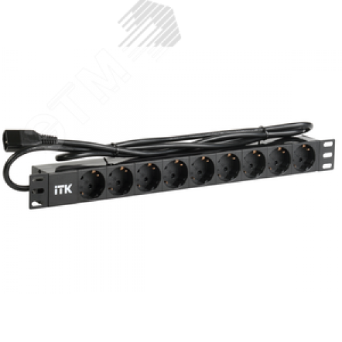 Блок розеток PDU 9 розеток шнур 2 метравилка IEC 320 C14. профиль из ПВХ. черный