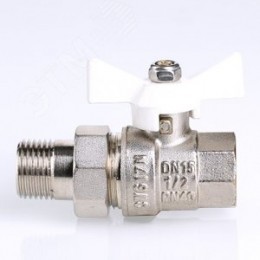 Кран шаровой со сгоном 1/2' ВН белая ручка бабочка BASE