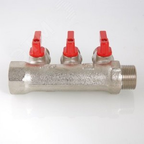 Коллектор 1'x3 выхода 1/2' НР с отсекающими кранами