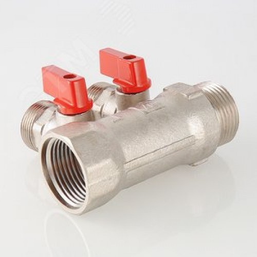 Коллектор 1'x2 выхода Евроконус 3/4 с отсекающими кранами