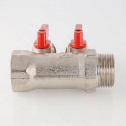 Коллектор 1'x2 выхода Евроконус 3/4 с отсекающими кранами