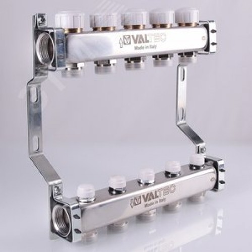 Блок коллекторный с ручными регулировочными клапанами 1'X6 вых+евроконус 3/4'
