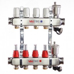 Коллекторная группа нержавеющая сталь 1'x10 выходов 3/4' ЕК с расходомером