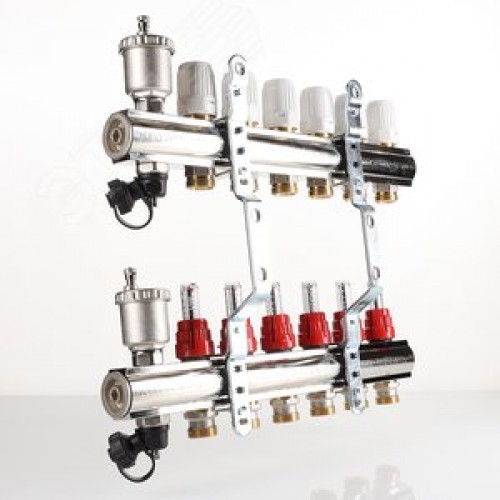 Коллекторная группа с расходомерами 1'x6 выходов 3/4' НР EK