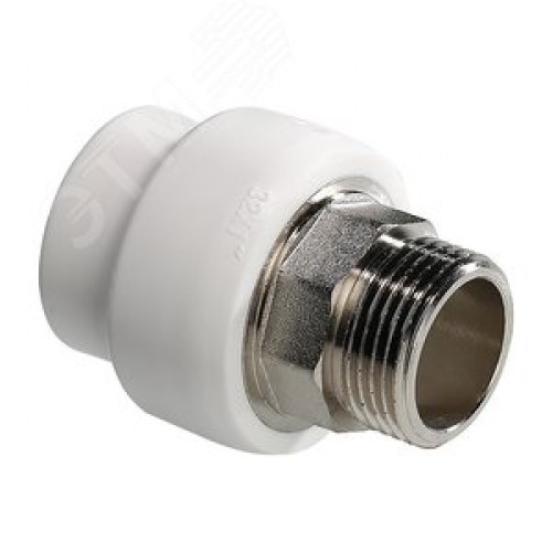 Муфта комбинированная 40x1 1/4' НР под ключ полипропиленовая PPR белая
