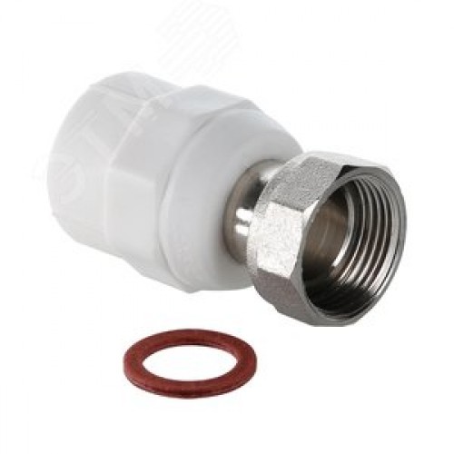 Муфта комбинированная 20x3/4' ВР накидная гайка, полипропиленовая PPR, белая