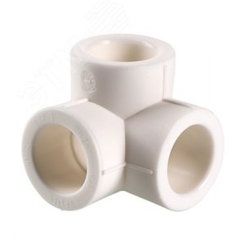 Тройник 25 мм двухплоскостной, полипропиленовый PPR белый