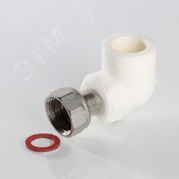 Угольник комбинированный 25x3/4' ВР с накидной гайкой, переходной, полипропиленовый PPR, белый