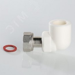 Угольник комбинированный 25x3/4' ВР с накидной гайкой, переходной, полипропиленовый PPR, белый