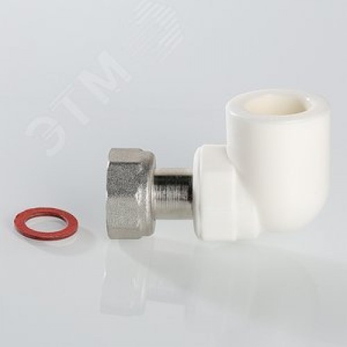 Угольник комбинированный 25x3/4' ВР с накидной гайкой, переходной, полипропиленовый PPR, белый